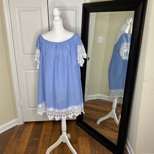 Off Shoulder Chambray Dress